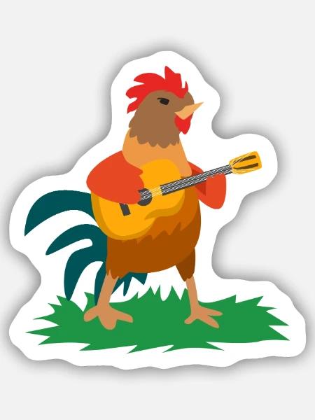 Rockiges Federvieh Gitarrensolo - Sticker Größe S (10 x 10 cm) - Mattweiß