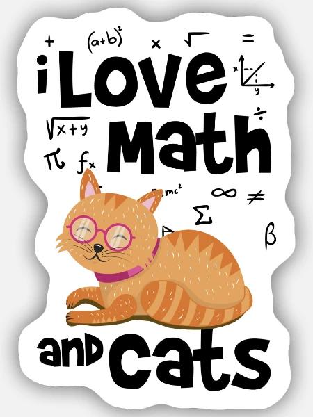 Mathe und Katzen - Sticker Größe S (10 x 10 cm) - Mattweiß
