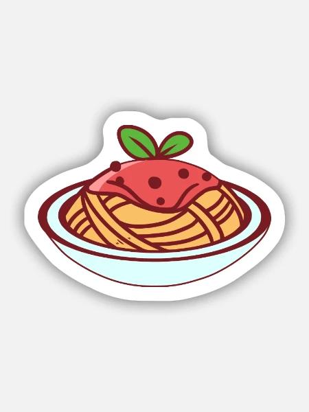 Herzhaftes Pastagericht Hackbällchen - Sticker Größe S (10 x 10 cm) - Mattweiß