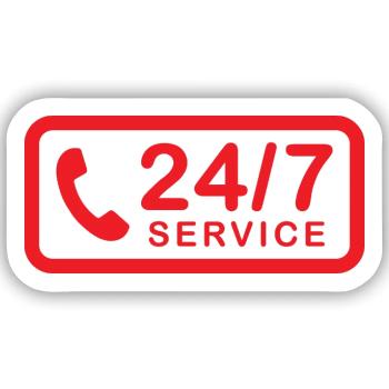 24/7 h Service - Sticker Größe S (10 x 10 cm) - Mattweiß - Vorne