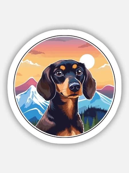 Dackel Hund Rasse Cartoon Kawaii Aquarell - Sticker Größe S (10 x 10 cm) - Mattweiß
