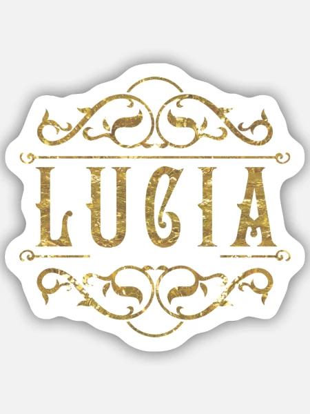 Lucia gold - Sticker Größe S (10 x 10 cm) - Mattweiß