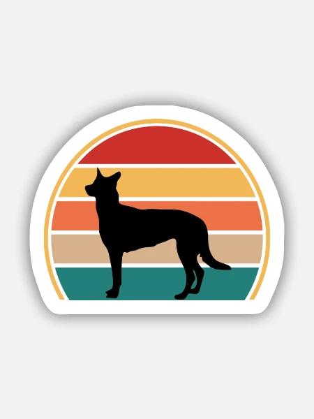 Belgischer Schäferhund Malinois Hund Silhouette Retro - Sticker Größe S (10 x 10 cm) - Mattweiß