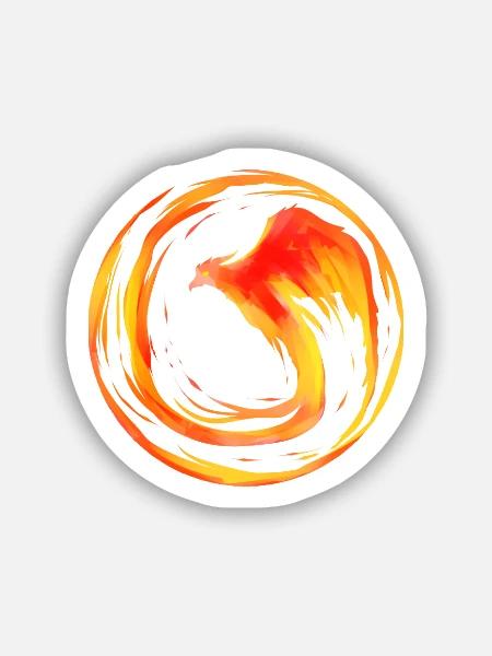 Phönix Feuervogel im Feuerkreis - Sticker Größe S (10 x 10 cm) - Mattweiß