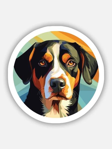Entlebucher Sennenhund Rasse Buntes Aquarell - Sticker Größe S (10 x 10 cm) - Mattweiß