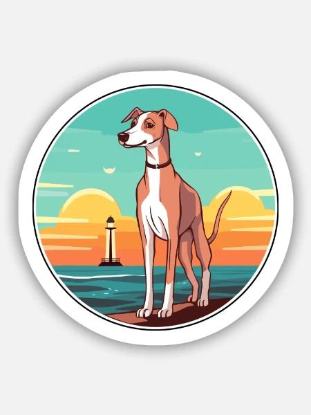 Englisch whippet Hund Rasse Cartoon Kawaii Clipart - Sticker Größe S (10 x 10 cm) - Mattweiß