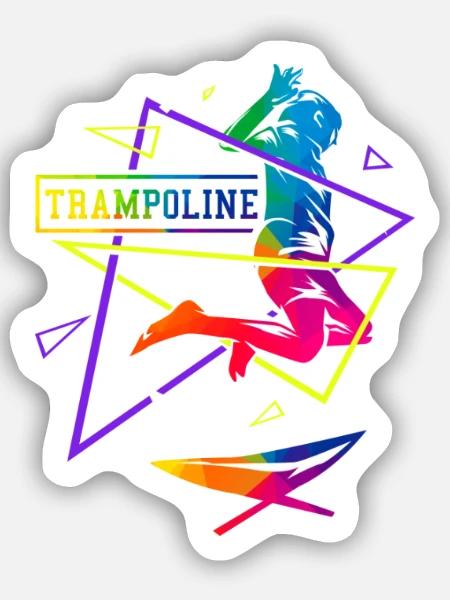 Schwungvolle Trampolin Akrobatin - Sticker Größe S (10 x 10 cm) - Mattweiß