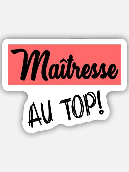 MERCI. MAÎTRESSE. MAÎTRE. MERCI MAÎTRESSE - Sticker taille S (10 x 10 cm) - blanc mat