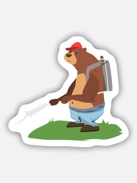 Tatkräftiger Kammerbär Schädlingsjagd - Sticker Größe S (10 x 10 cm) - Mattweiß