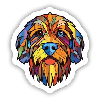 Brikett Griffon Vendeen Hunderasse Aquarellglas - Sticker Größe S (10 x 10 cm) - Mattweiß - Vorne