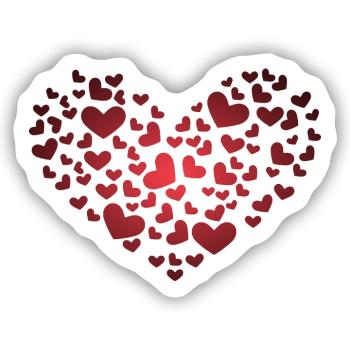 Herz aus Herzchen - Sticker Größe S (10 x 10 cm) - Mattweiß - Vorne