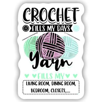 Häkeln Wolle Stricken - Sticker Größe S (10 x 10 cm) - Mattweiß - Vorne