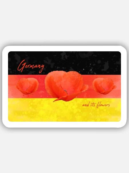 Deutschland Mohnblume Deutschland Fahne - Sticker Größe S (10 x 10 cm) - Mattweiß