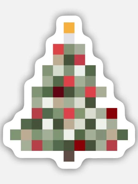 8-Bit Retro Tannenbaum Xmas - Sticker Größe S (10 x 10 cm) - Mattweiß