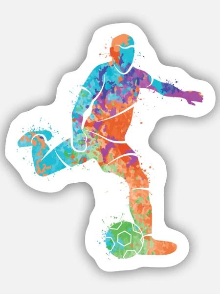 Fußballer Farbspritzer Fußball Kids Fußballspieler - Sticker Größe S (10 x 10 cm) - Mattweiß