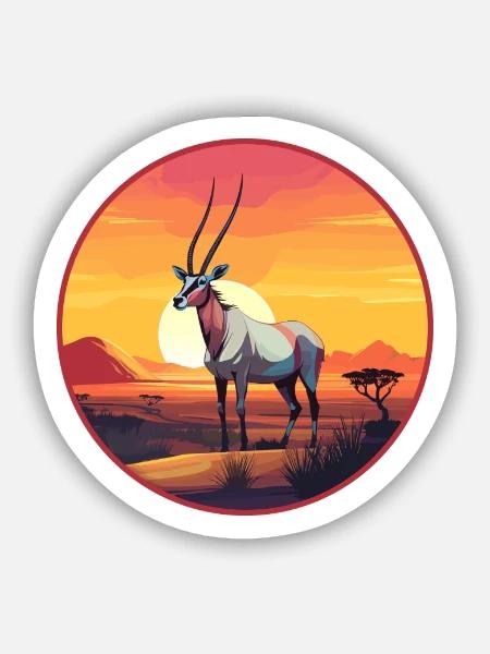 Oryx Buntes Aquarell Cartoon Kawaii Tier - Sticker Größe S (10 x 10 cm) - Mattweiß