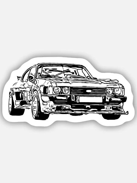 Rennsport Linien-Silhouette - Sticker Größe S (10 x 10 cm) - Mattweiß