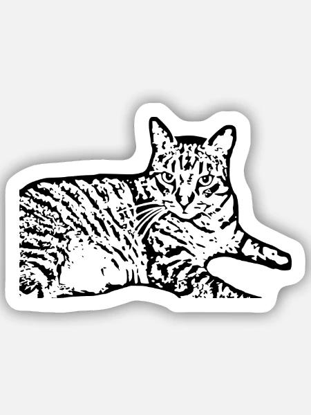 Schwarze Katze Katze Süßes Kätzchen Weihnachtsgeschenk - Sticker Größe S (10 x 10 cm) - Mattweiß