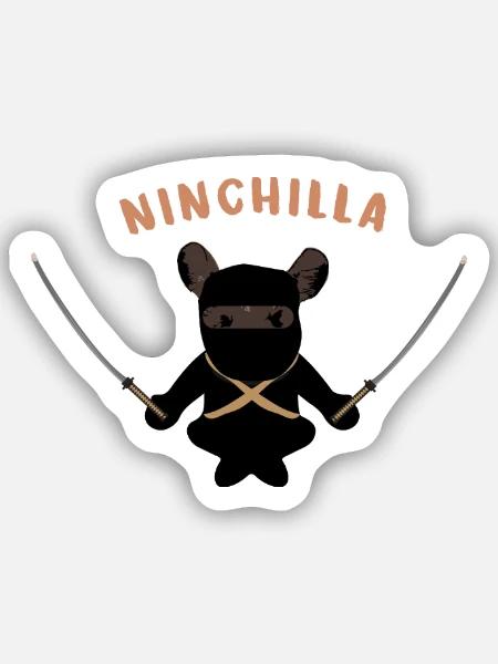 Blitzschneller Ninja Chinchilla - Sticker Größe S (10 x 10 cm) - Mattweiß