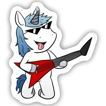 Einhorn E Gitarre Egitarre - Sticker Größe S (10 x 10 cm) - Mattweiß - Vorne