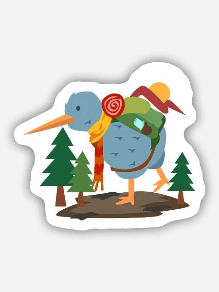 Reiselustiger Kiwivogel Backpacker - Sticker Größe S (10 x 10 cm) - Mattweiß