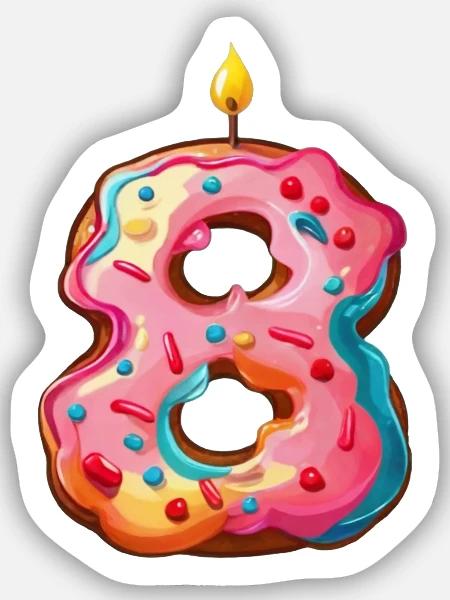NUMMER 8 KUCHEN SWEET 8. GEBURTSTAG - Sticker Größe S (10 x 10 cm) - Mattweiß