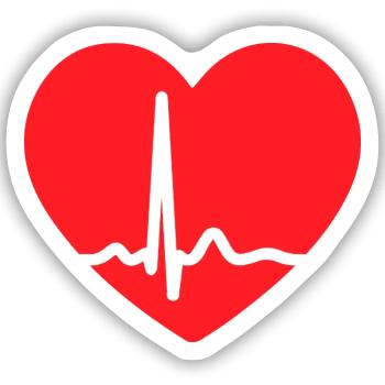 EKG-LEITUNG HERZ - Sticker Größe S (10 x 10 cm) - Mattweiß - Vorne