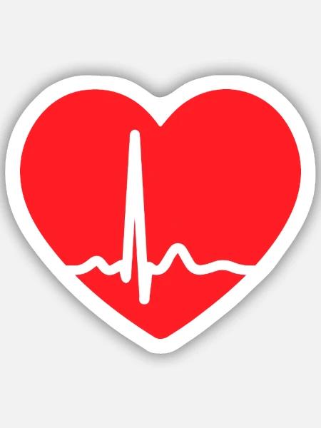 LIGNE ECG CŒUR - Sticker taille S (10 x 10 cm) - blanc mat
