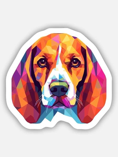 Beagle Hunderasse Aquarell Karikatur Kawaii Colorfu - Sticker Größe S (10 x 10 cm) - Mattweiß