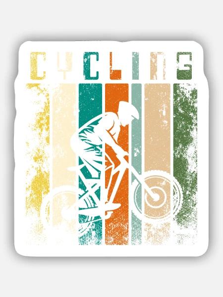 Bicycle Mountainbiker Mountainbiking MTB Vintage - Sticker Größe S (10 x 10 cm) - Mattweiß