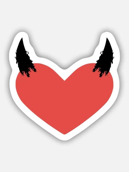 Herz Teufel Hörner Böse Symbol Geschenk - Sticker Größe S (10 x 10 cm) - Mattweiß