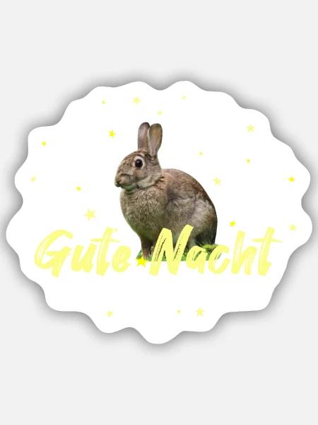 Schlafshirt mit Hasen - Sticker Größe S (10 x 10 cm) - Mattweiß