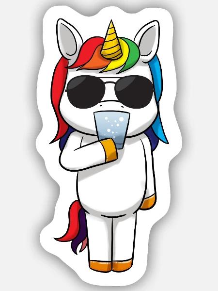 Einhorn Schorle - Sticker Größe S (10 x 10 cm) - Mattweiß