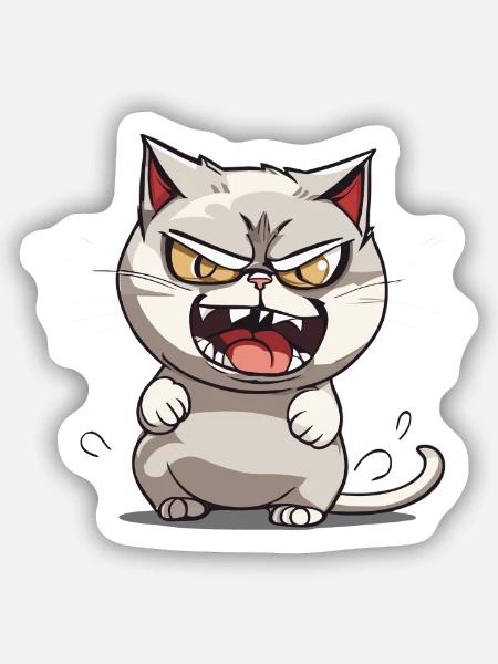 Mad Cat - Sticker Größe S (10 x 10 cm) - Mattweiß
