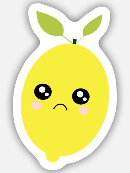 Kawaii Zitrone Kawaii Früchte Kawaii Obst - Sticker Größe S (10 x 10 cm) - Mattweiß
