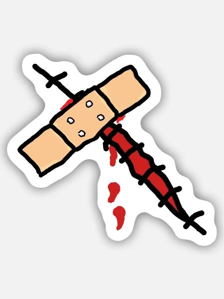 wunde mit pflaster - Sticker Größe S (10 x 10 cm) - Mattweiß