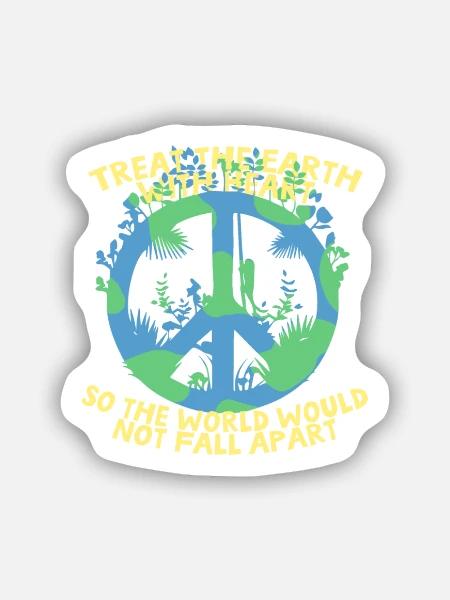 Peace Zeichen Erde Weltkugel Frieden - Sticker Größe S (10 x 10 cm) - Mattweiß