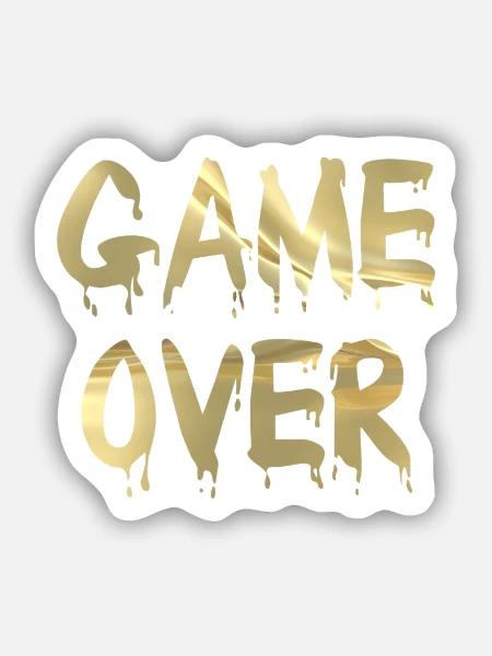 Game Over Golddrip Schrift - Sticker Größe S (10 x 10 cm) - Mattweiß