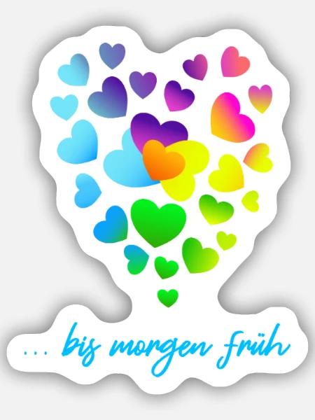 Herzen bunte Herzen Herzen Haufen - Sticker Größe S (10 x 10 cm) - Mattweiß