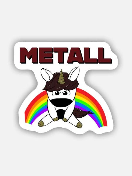 Metall Einhorn Metal Rockmusik Rock Heavy Unicorn - Sticker Größe S (10 x 10 cm) - Mattweiß