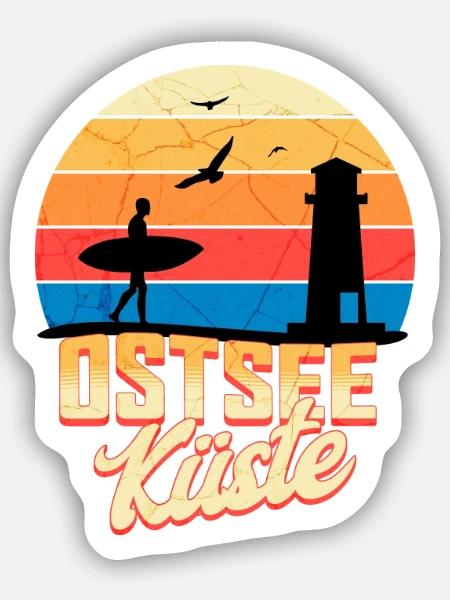Ostsee Küste – Wellenrauschen und Meerblick - Sticker Größe S (10 x 10 cm) - Mattweiß