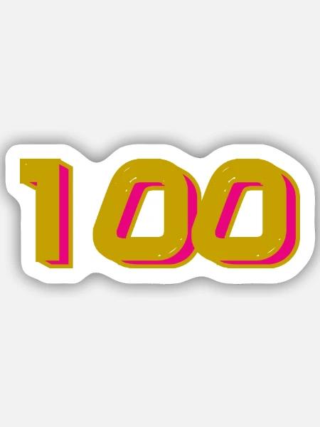 100. 100 ANS. 100e ANNIVERSAIRE. ANNIVERSAIRE 100 - Sticker taille S (10 x 10 cm) - blanc mat