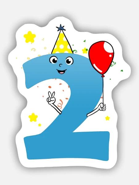 2 Jahre Junge Geburtstag - Sticker Größe S (10 x 10 cm) - Mattweiß