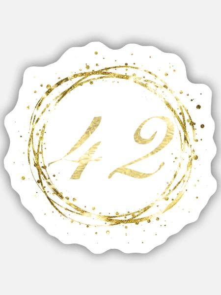 42 - Sticker Größe S (10 x 10 cm) - Mattweiß