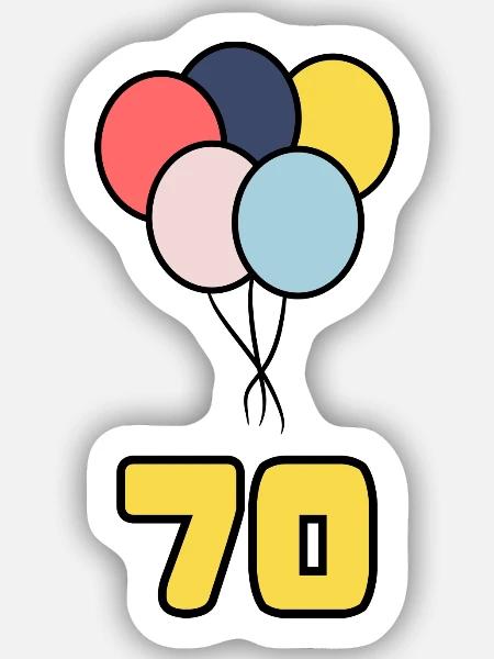 70. 70 JAHRE. 70-JÄHRIGES JUBILÄUM. GEBURTSTAG 70 JAHRE. - Sticker Größe S (10 x 10 cm) - Mattweiß