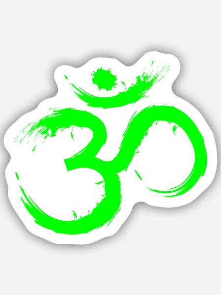 Om Design Symbol Meditation Befreiung Limone Grün - Sticker Größe S (10 x 10 cm) - Mattweiß