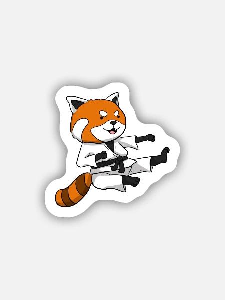 Red Panda Karate Roter Panda - Sticker Größe S (10 x 10 cm) - Mattweiß