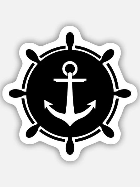 Anchor steering wheel - Sticker Größe S (10 x 10 cm) - Mattweiß