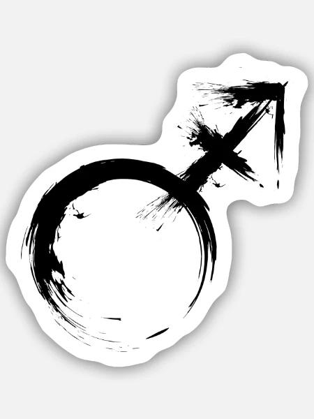 Transgender Männliche Androgynie Venus- und Mars - Sticker Größe S (10 x 10 cm) - Mattweiß