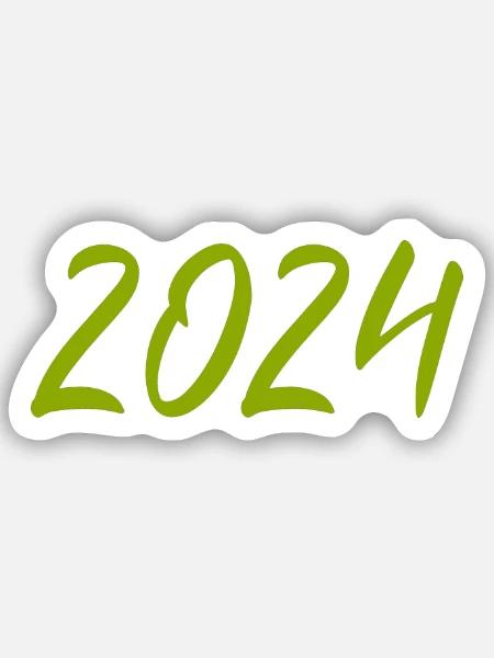 2024 Silvester Neujahr grün - Sticker Größe S (10 x 10 cm) - Mattweiß